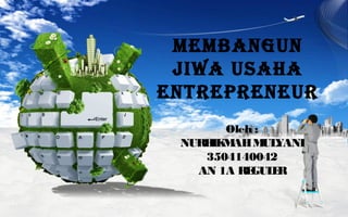 MeMbangun
jiwa usaha
entrepreneur
Oleh :
NURHIKMAHMULYANI
3504140042
AN 1A REGULER
 