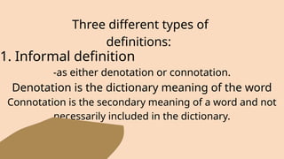Definition vs. Description power point for highschool | PPTX