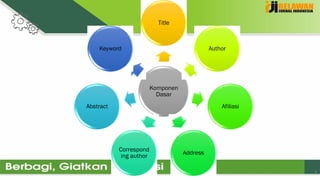 4
Komponen
Dasar
Title
Author
Afiliasi
Address
Correspond
ing author
Abstract
Keyword
 