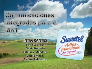 Comunicaciones Integradas para el MKT INTEGRANTES Elvira Cabrejos Gloria Hurtado Estefany  Mendoza Cecilia Mircin Tatiana Balabarca 