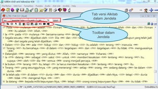 Tab versi Alkitab
dalam Jendela
Toolbar dalam
Jendela
 