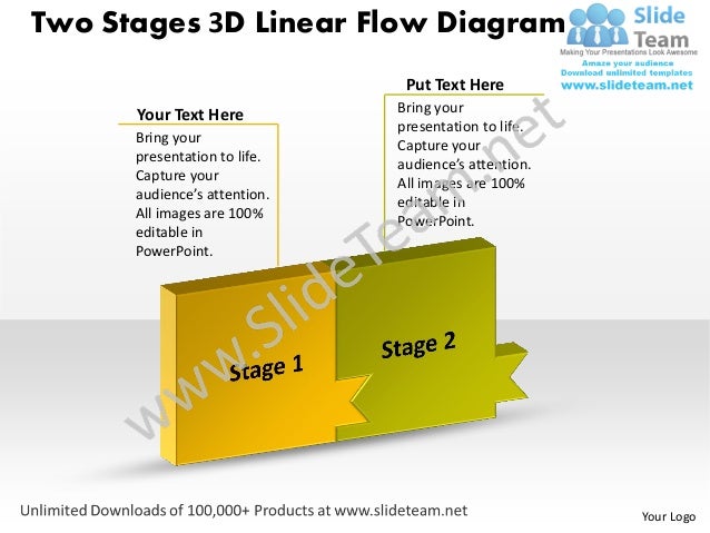 ppt two stage 3d linear flow swim lane diagram powerpoint template bu
