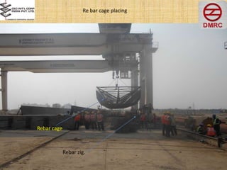 Re bar cage placing
Rebar zig.
Rebar cage
 