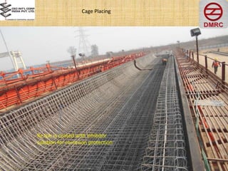 Cage Placing
Re bar is coated with inhibitor
solution for corrosion protection
 