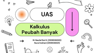 UAS
Kalkulus
Peubah Banyak
M. Naufal Dwi H. (2109036020)
Nurul Indriani (2109036021)
 