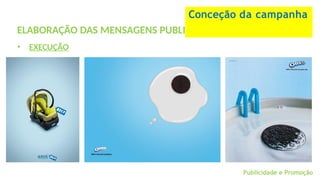 ELABORAÇÃO DAS MENSAGENS PUBLICITÁRIAS
• EXECUÇÃO
Conceção da campanha
Publicidade e Promoção
 