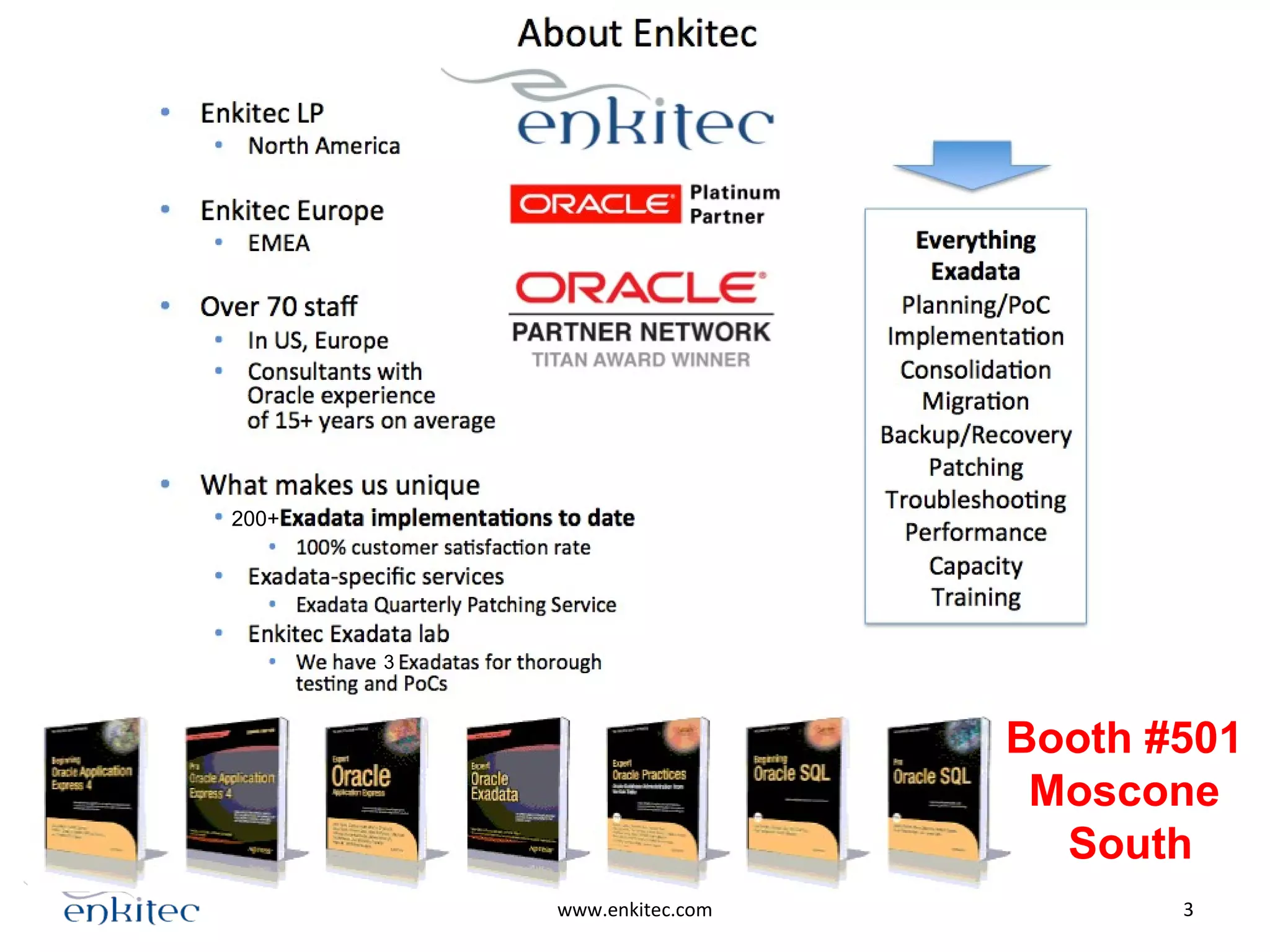 www.enkitec.com 3
200+
3
Booth #501
Moscone
South
 