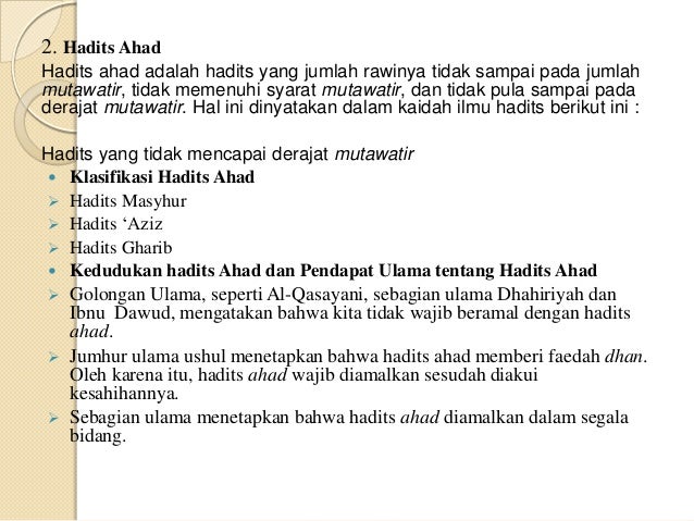 Pembagian Hadits Secara Umum Berdasarkan Kualitas dan