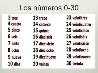 Los números 0-30
 