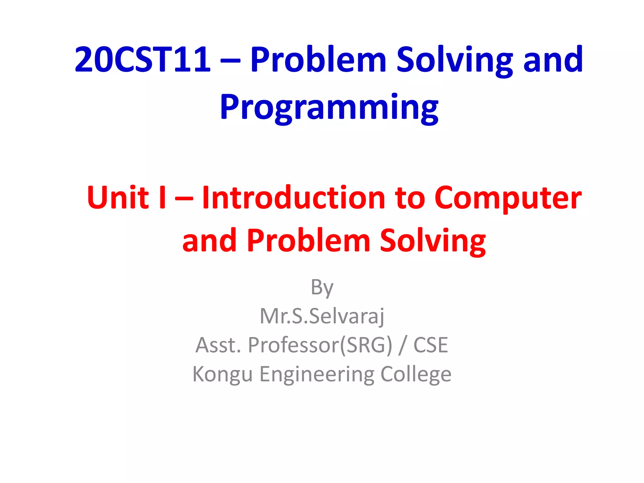 Problem Solving and Programming