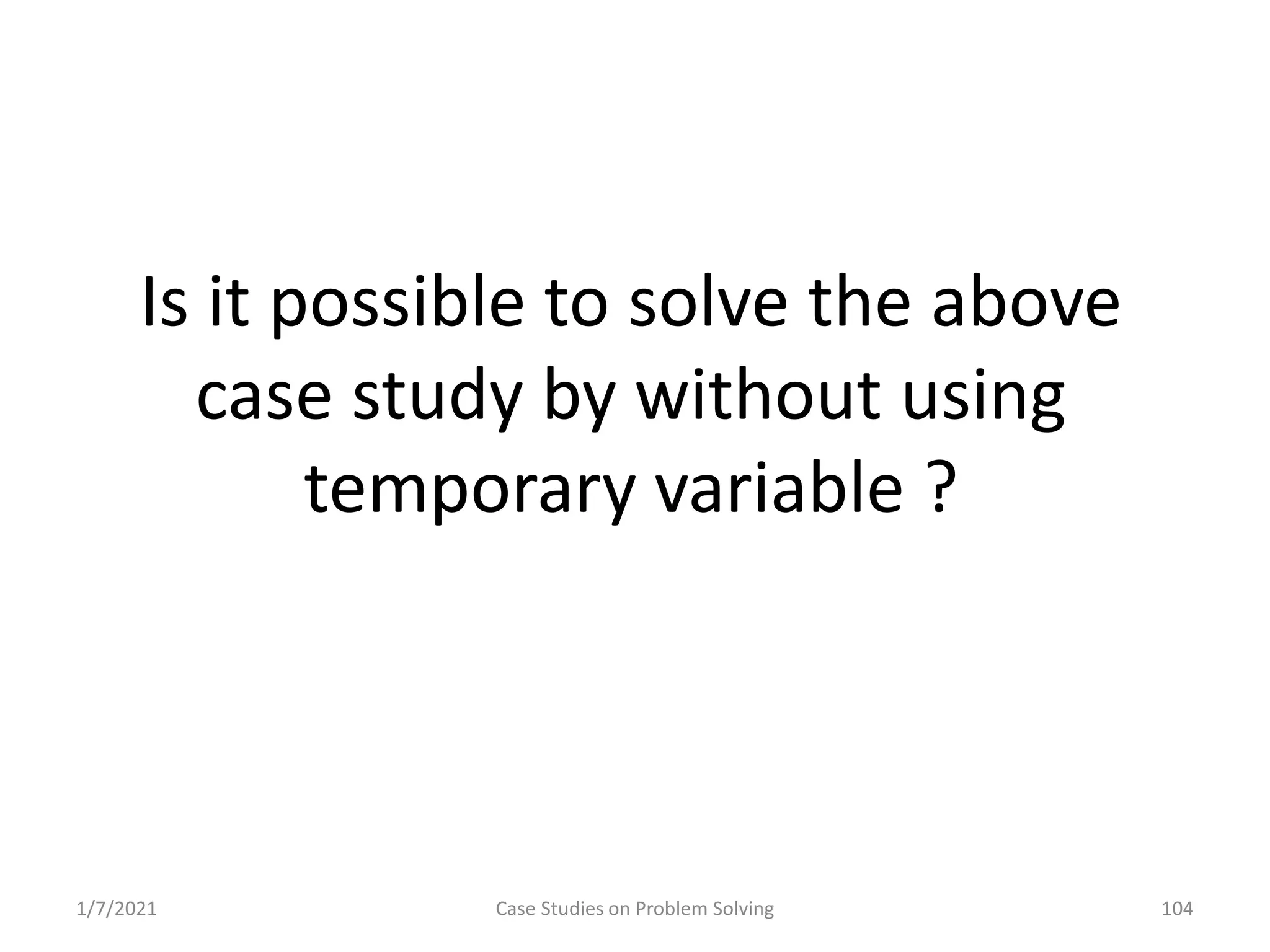 Problem Solving and Programming