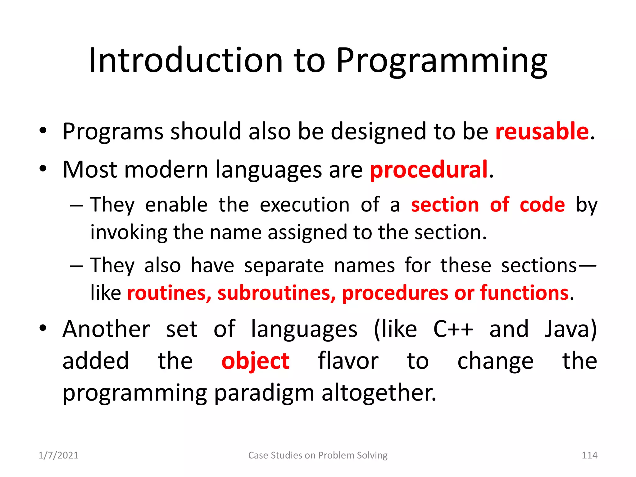Problem Solving and Programming
