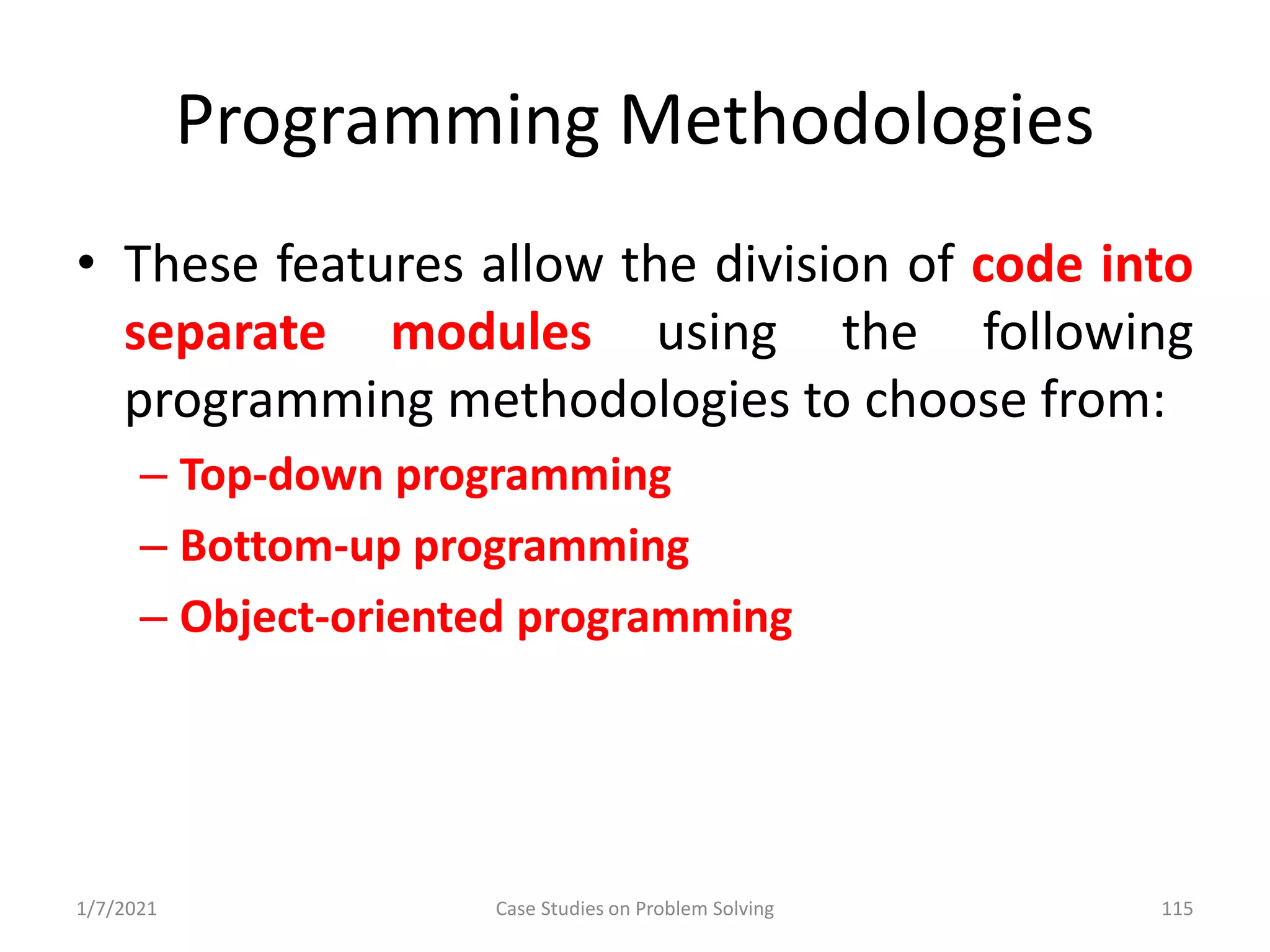 Problem Solving and Programming