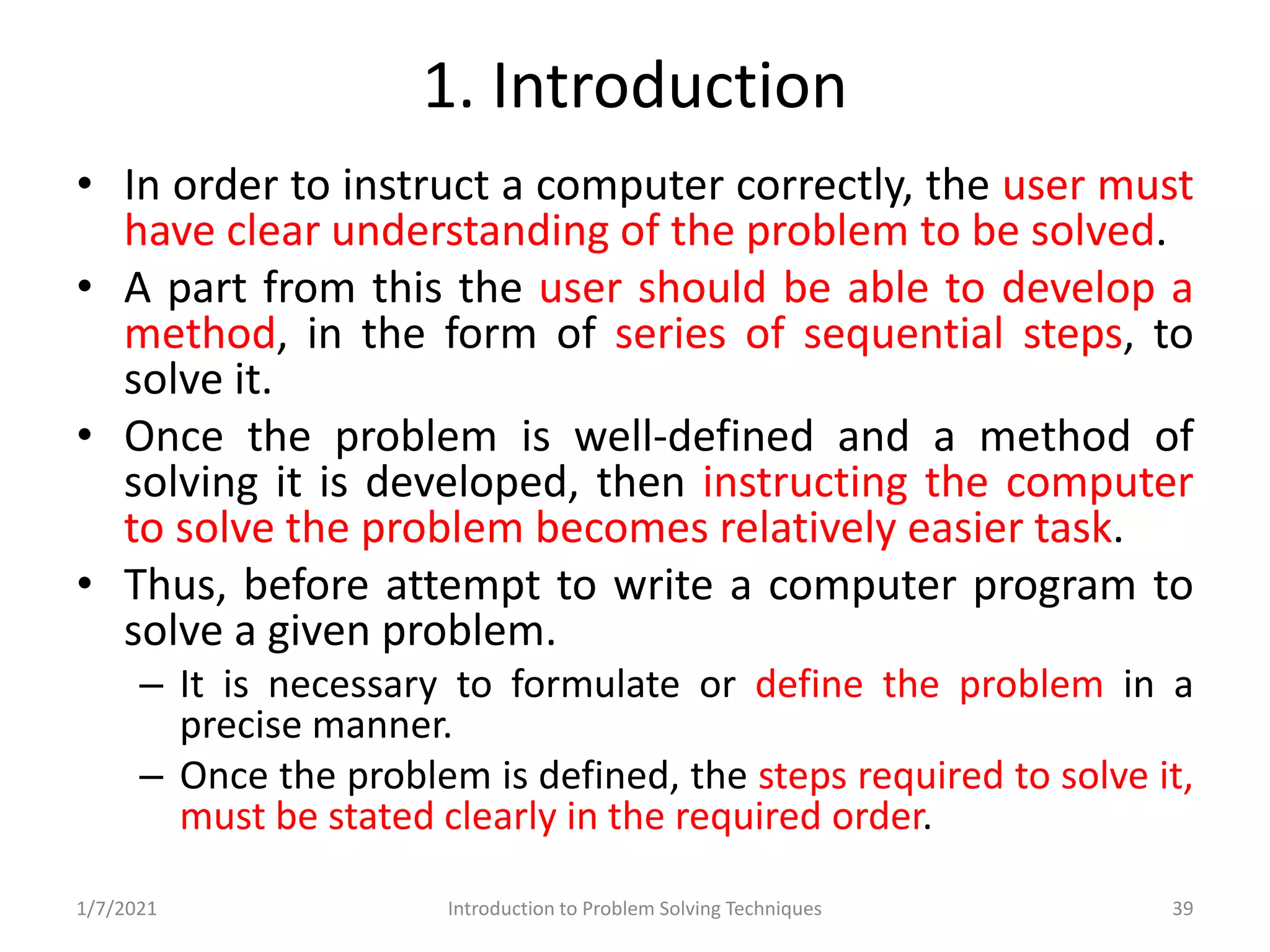 Problem Solving and Programming