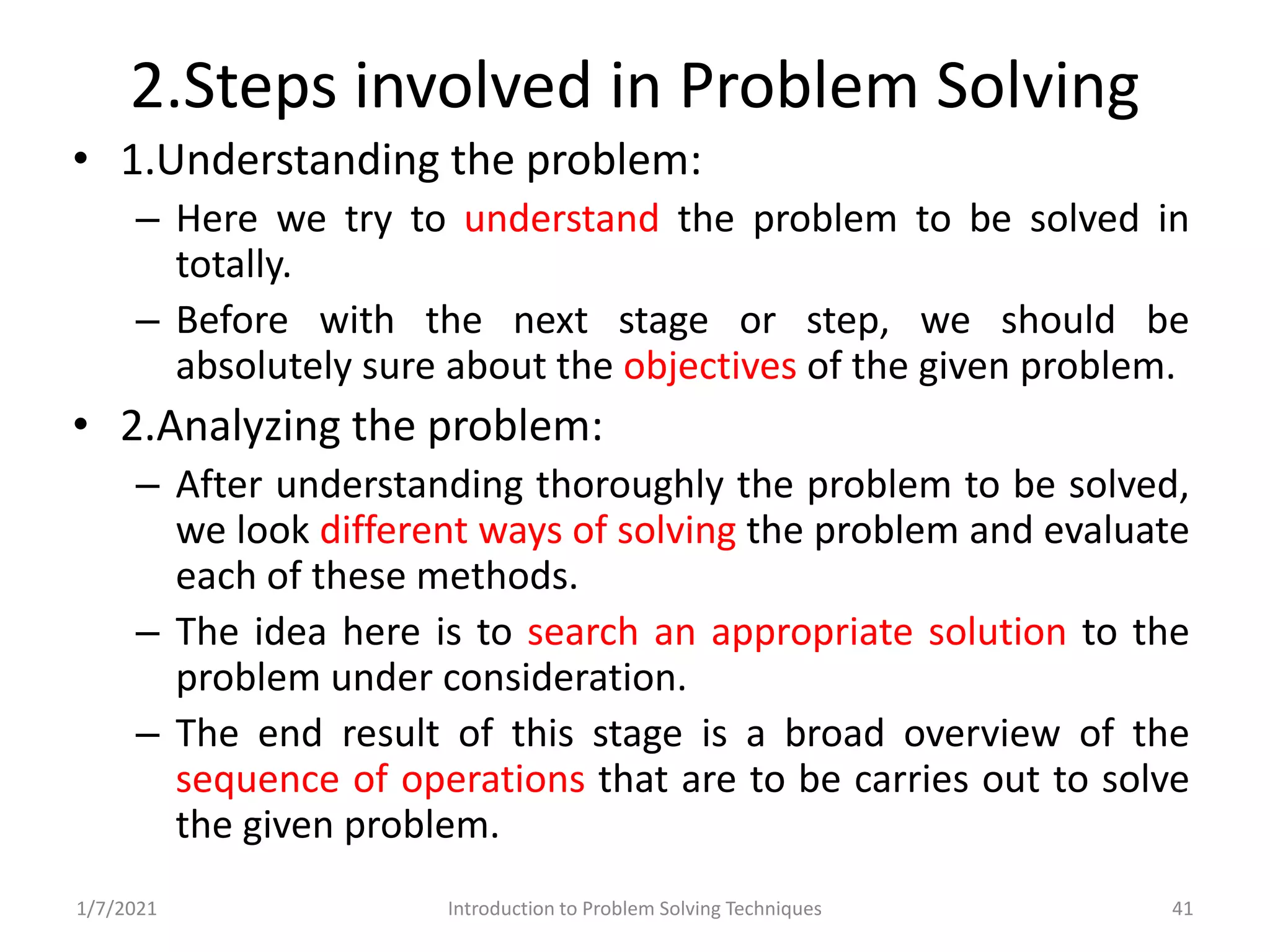 Problem Solving and Programming