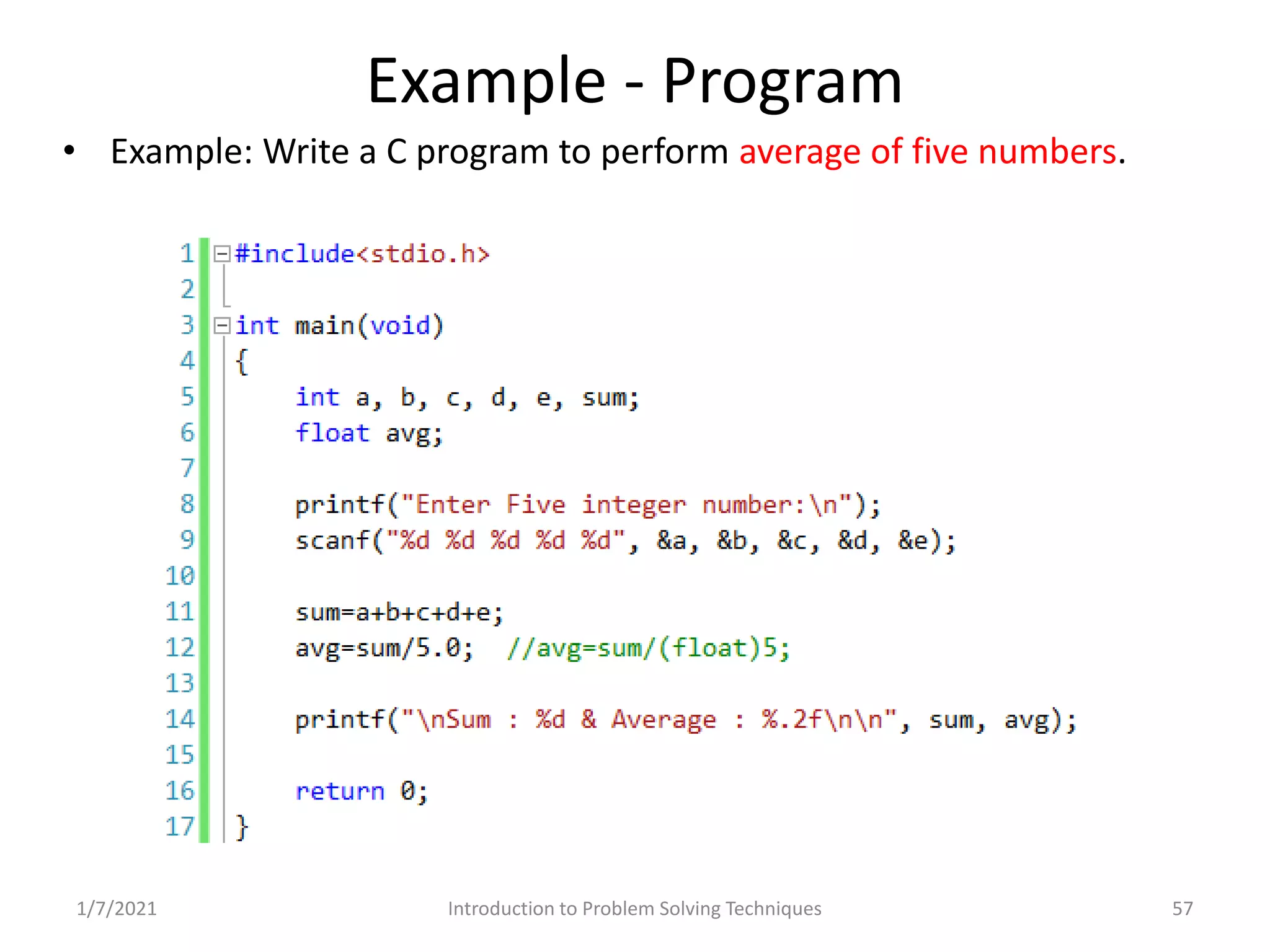 Problem Solving and Programming