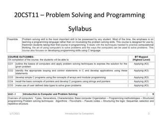 Problem Solving and Programming