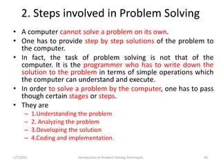 Problem Solving and Programming