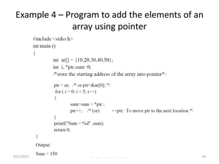 C Programming : Pointers and Arrays, Pointers and Strings | PPTX