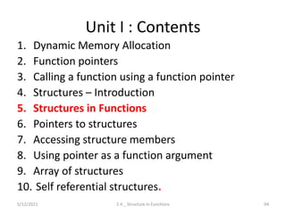 Dynamic Memory Allocation, Pointers and Functions, Pointers and ...