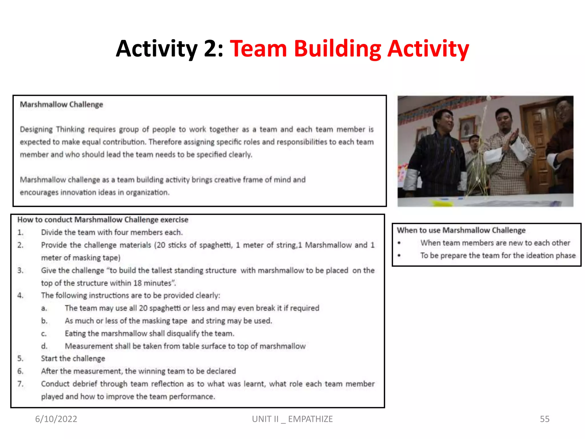 Activity 2: Team Building Activity
6/10/2022 UNIT II _ EMPATHIZE 55
 