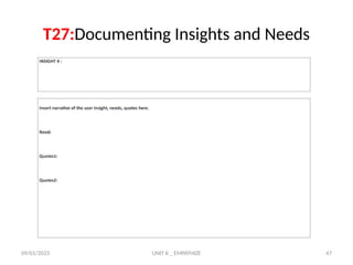 09/01/2025 UNIT II _ EMPATHIZE 47
T27:Documenting Insights and Needs
 