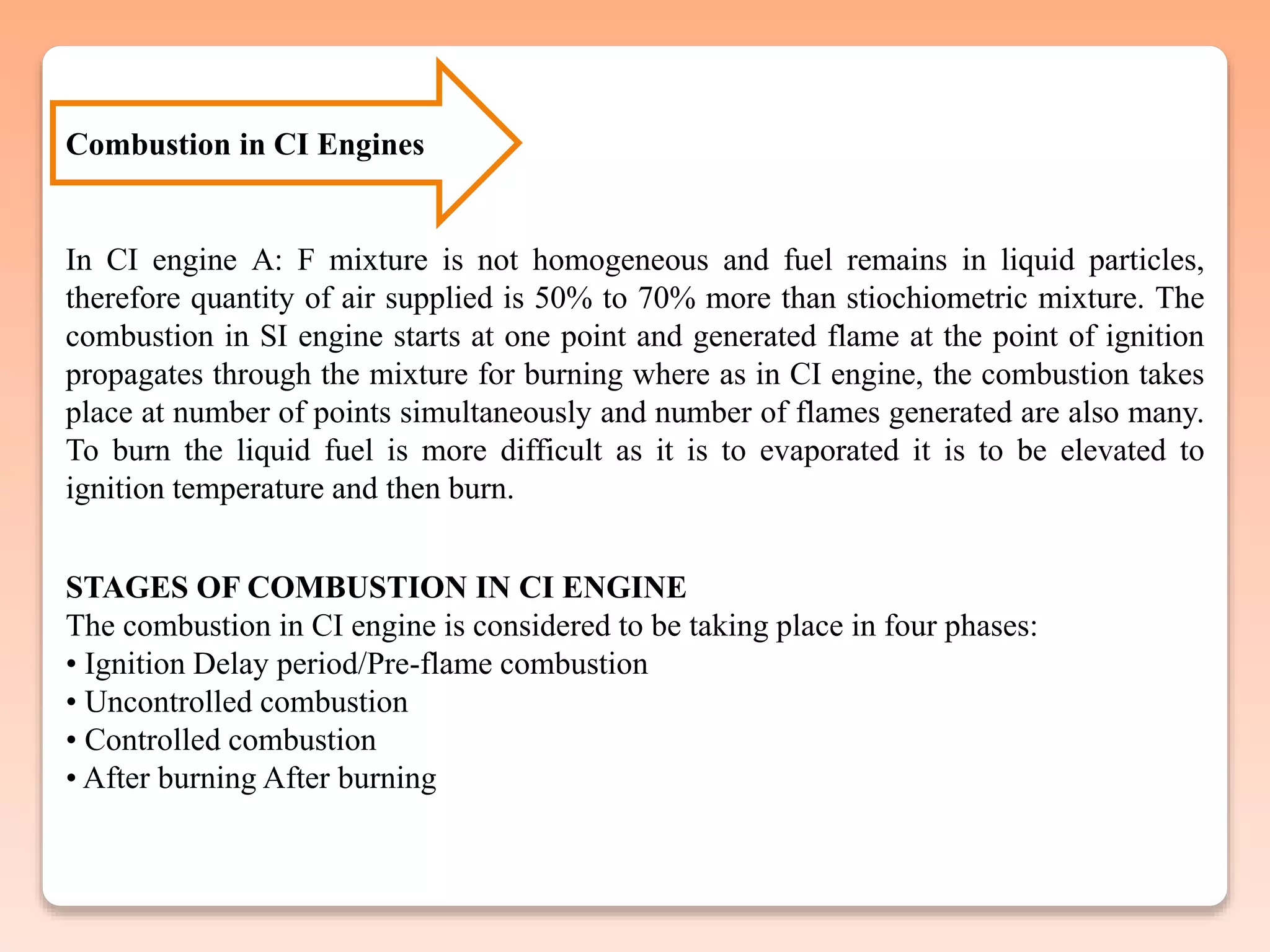 Basic of Combustion in CI Engines | PPTX