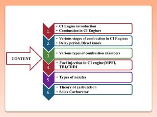 Basic of Combustion in CI Engines | PPTX