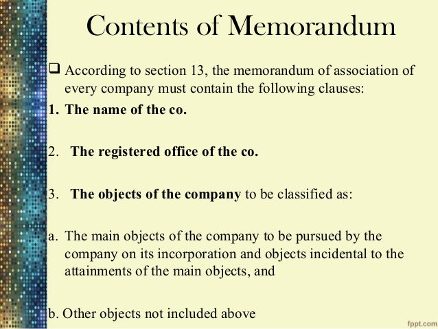 memorandum association of pdf clauses 3 18th unit sep Ppt
