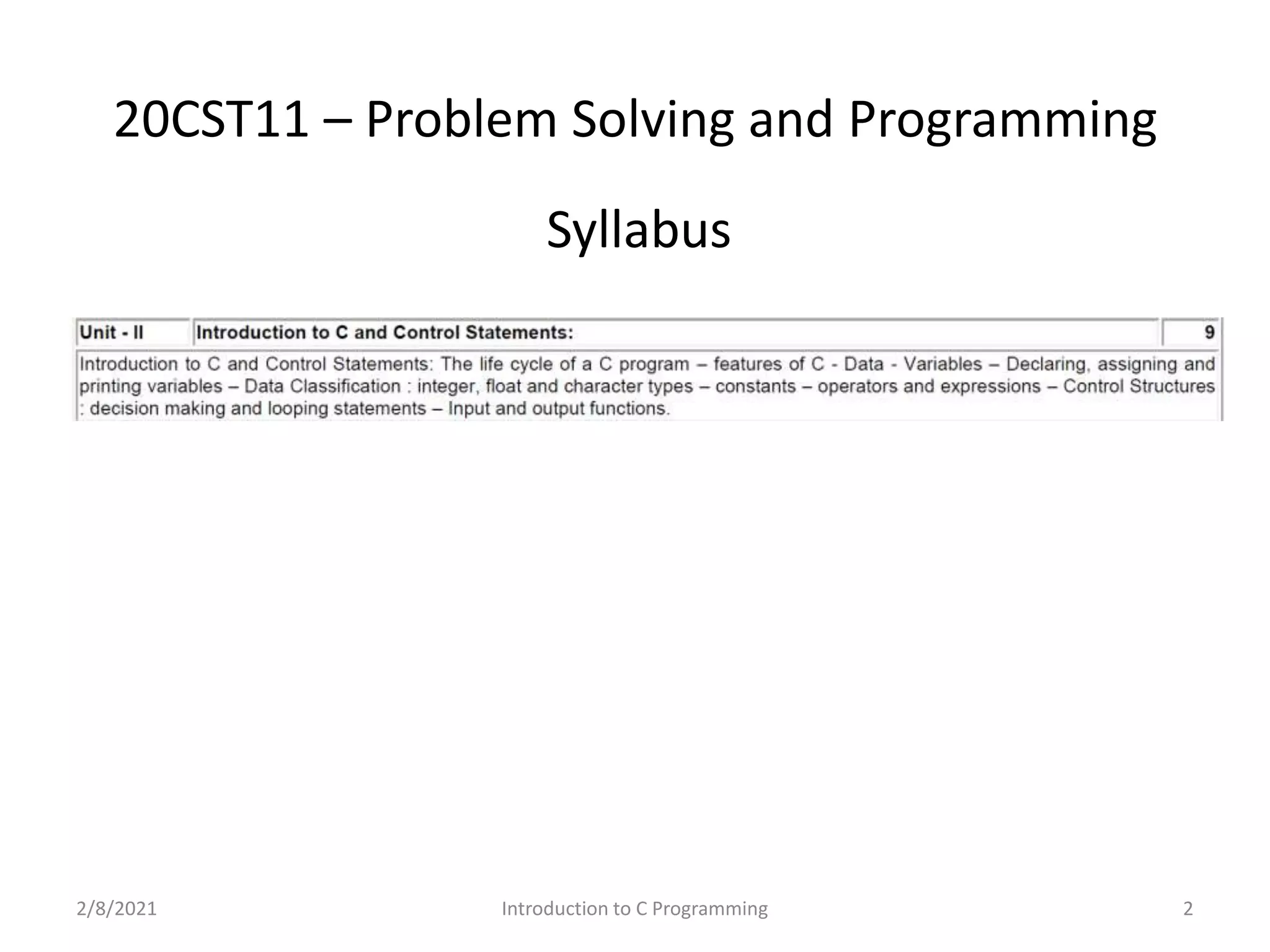 Introduction to C Programming | PPT