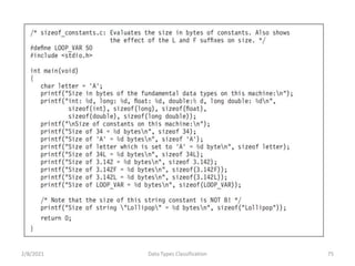 2/8/2021 Data Types Classification 75
 