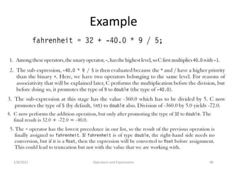 Example
2/8/2021 Operators and Expressions 98
 