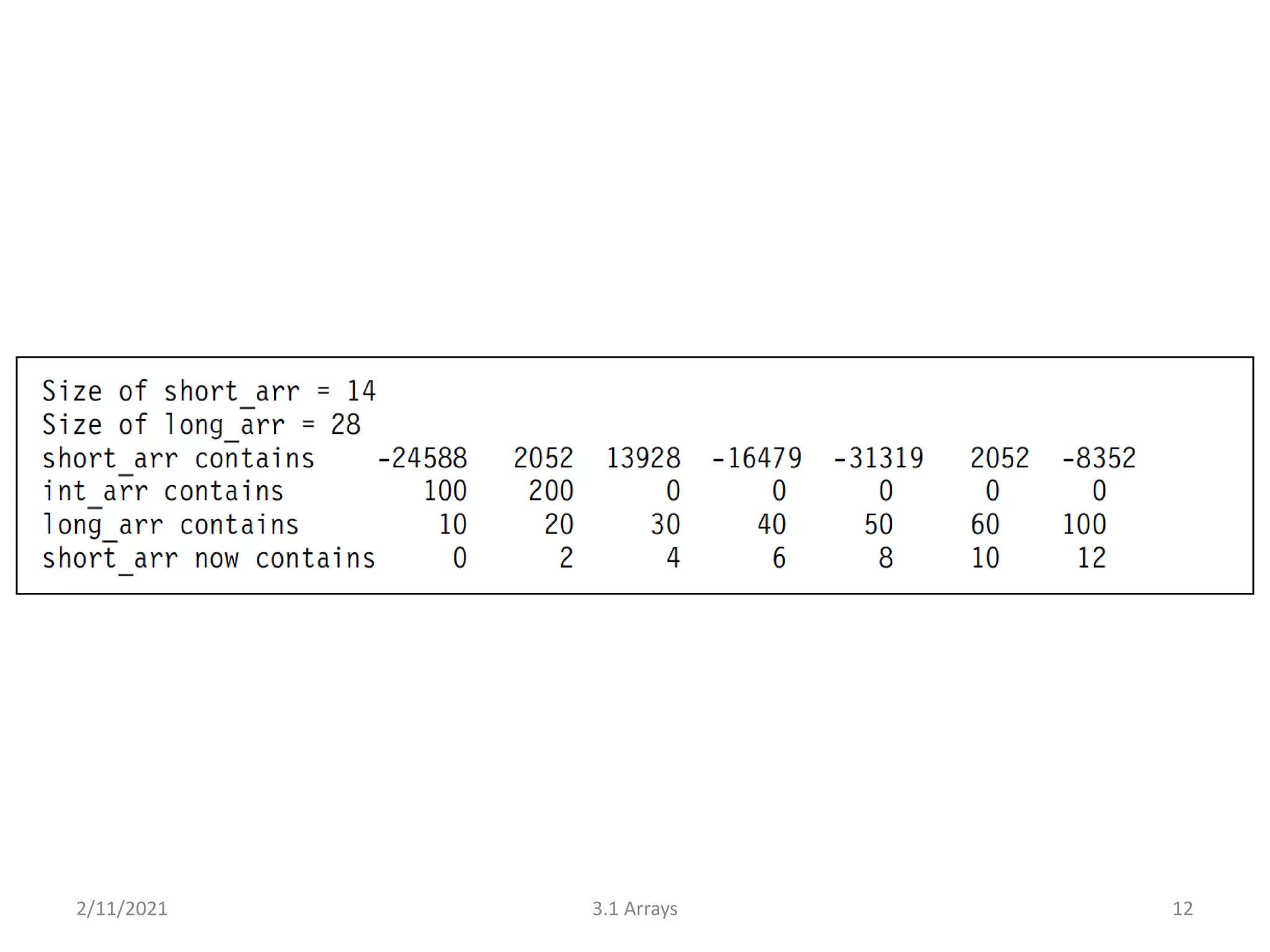 2/11/2021 3.1 Arrays 12
 