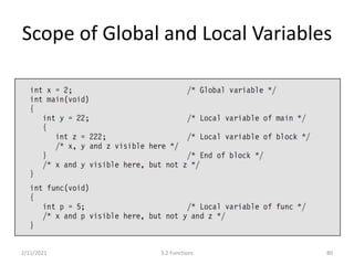 Scope of Global and Local Variables
2/11/2021 3.2 Functions 80
 