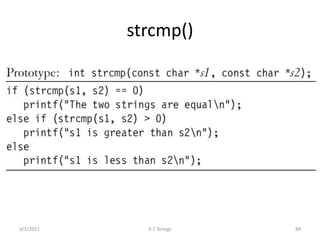 strcmp()
3/2/2021 4.2 Strings 84
 