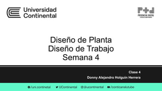 Diseño de Planta
Diseño de Trabajo
Semana 4
Clase 4
Donny Alejandro Holguin Herrera
 