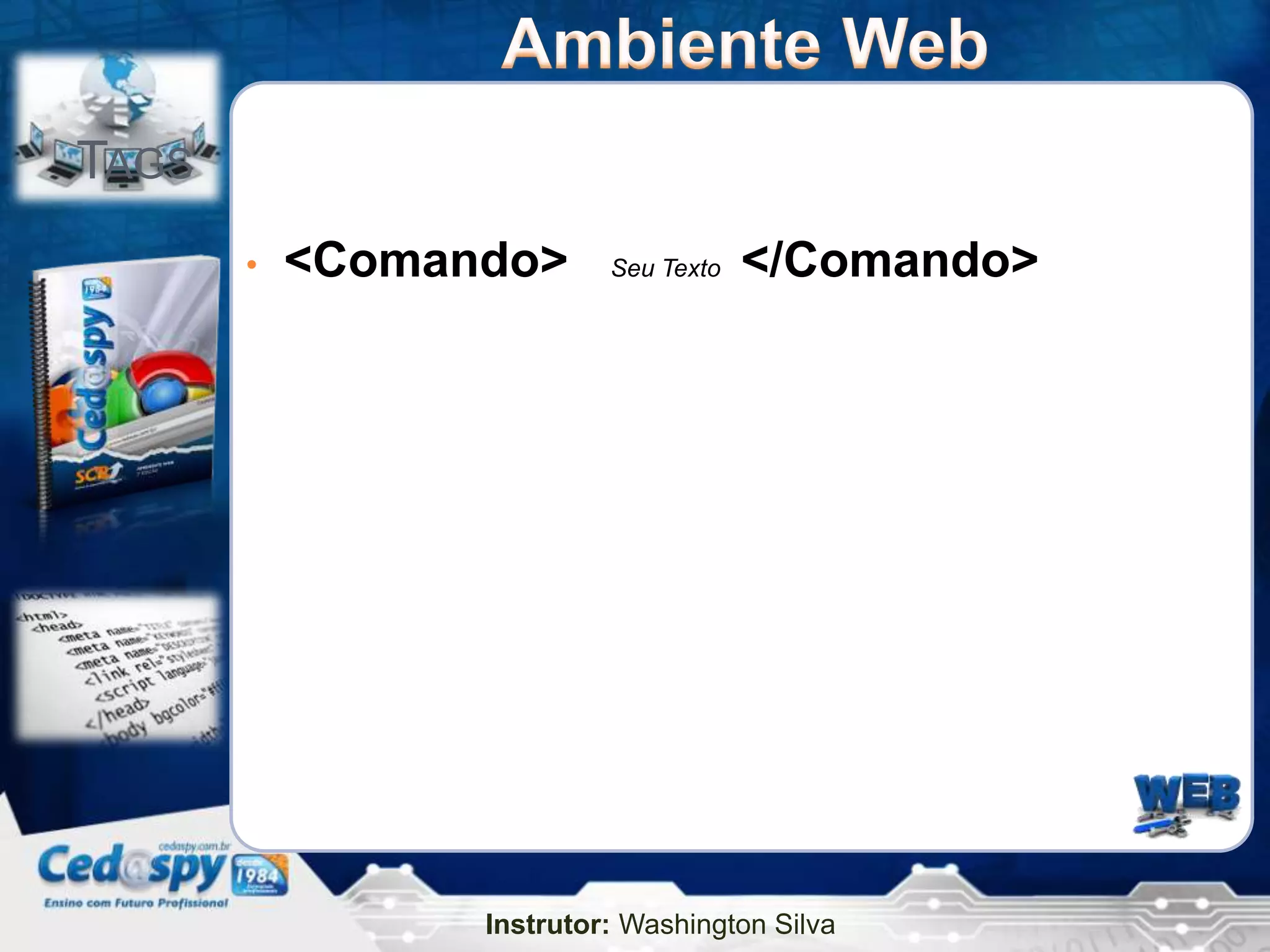 TAGS
       •   <Comando>      Seu Texto   </Comando>




                 Instrutor: Washington Silva
 