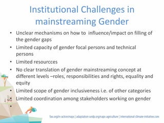 Gender Mainstreaming In Nap-Ag Process In Uganda