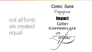 notallfonts
arecreated
equal
Comic Sans
Papyrus
Impact
Calibri
Copperplate
Zapfino
 