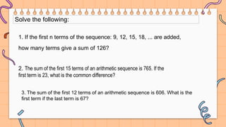 Arithmetic Series -Mathematics- Grade 10 | PPTX