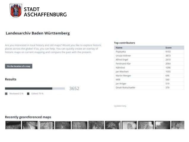 Historische Kartenüberlieferung in Archiven
Danke für die Aufmerksamkeit!
joachim.kemper@aschaffenburg.de
 