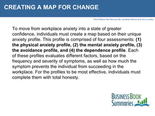 CREATING A MAP FOR CHANGE  To move from workplace anxiety into a state of greater confidence, individuals must create a ma...