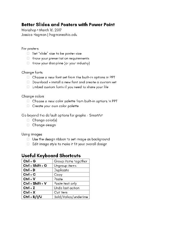 handout workshop on creating better slides posters with powerpoint
