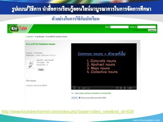 ตัวอย่ างในการใช้ กบนักเรียน
                                            ั




http://www.krutubechannel.com/index.php?page=video_view&vid_id=628

                                                                 www.themegallery.com
 