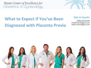 What to Expect if You’ve Been
Diagnosed with Placenta Previa
Get in touch:
(305) 615-6147
info@miamiobgyns.com
www.miamiobgyns.com
 
