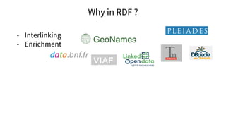 Why in RDF ?
- Interlinking
- Enrichment
 