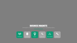 STRATEGY PLANNING IDEAS ANALYSIS DISCUSSION SERVICES
BUSINESS MAGNETS
Lorem Ipsum is simply dummy text of the printing and typesetting industry.
 