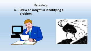 Basic steps
4. Draw an insight in identifying a
problem.
 