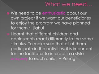 How the Youth have benefited