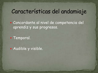  Concordante al nivel de competencia del
 aprendiz y sus progresos.

 Temporal.


 Audible y visible.
 